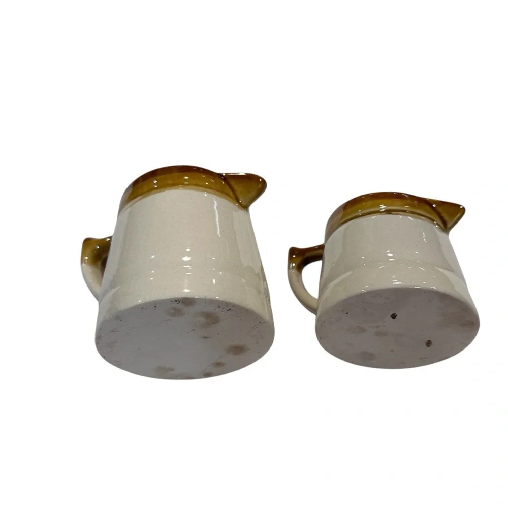 Vintage Brown Drip Glaze Stoneware Creamer Pitcher Set –‎ Wheat Floral Design